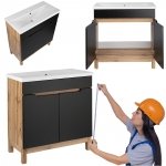 Zestaw szafka z umywalką Astor Alma 80 cm czarny wotan drzwiczki