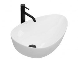 Umywalka ceramiczna nablatowa REA GRETA 55 biała asymetryczna