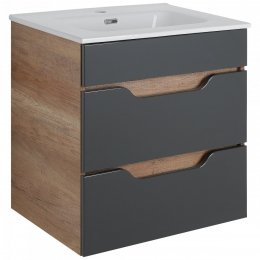 Szafka wisząca z umywalką 60 cm INES antracyt, dąb country AM-ICU-602-CY 