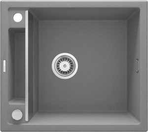 Zlewozmywak granitowy magnetyczny 1-komorowy bez ociekacza  Magnetic - szary metalik 56x50 ZRM_S103