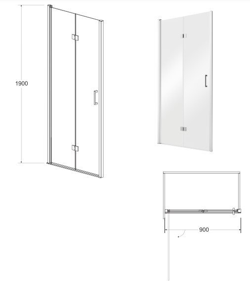 Exo-H drzwi prysznicowe harmonijkowe 90x190