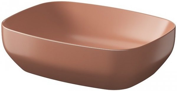 Umywalka ceramiczna nablatowa Larga prostokątna 50x38 cm ceglasty mat