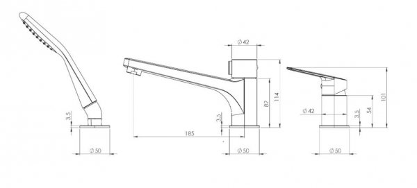 Bateria wannowa 3-otworowa Jasmin chrom BGJ_013M