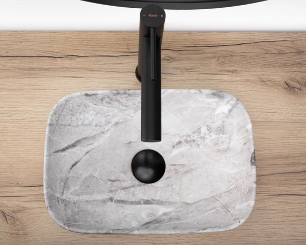 Umywalka ceramiczna nablatowa REA BELINDA MINI stone matt imitacja kamienia