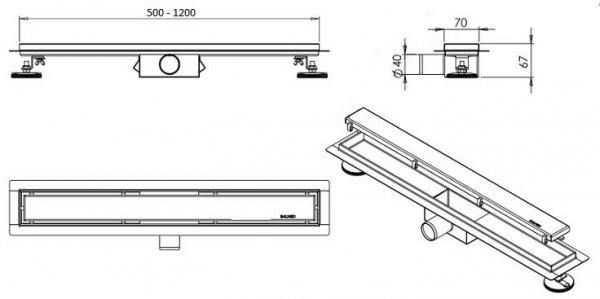 Odpływ liniowy dwustronny 2w1 DUPLEX 500