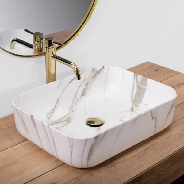 Umywalka ceramiczna nablatowa REA DEMI AIAX imitacja kamienia