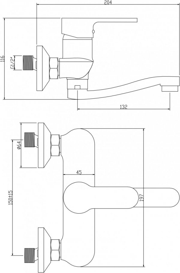 Bateria umywalkowa ścienna Turis BKT_050T