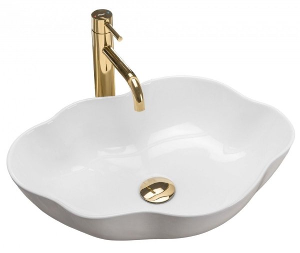 Umywalka ceramiczna nablatowa REA PEARL WHITE biała