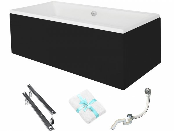 BESCO Wanna 190x90 Quadro z czarną obudową + Syfon