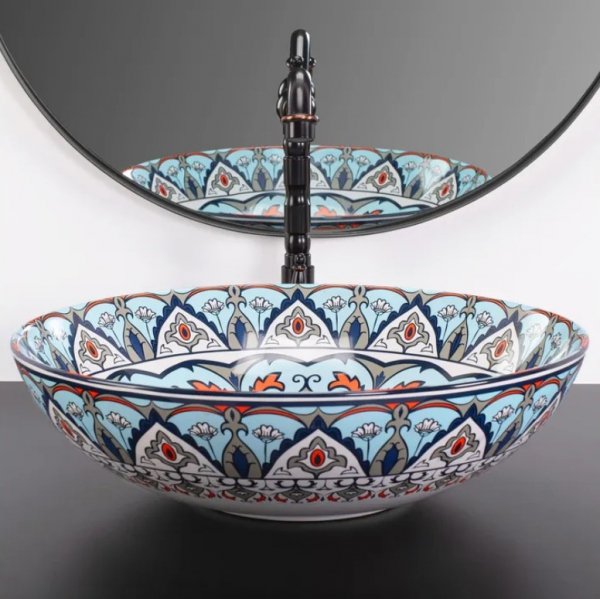 Umywalka ceramiczna nablatowa REA MEXICO orientalna kolorowa wzór