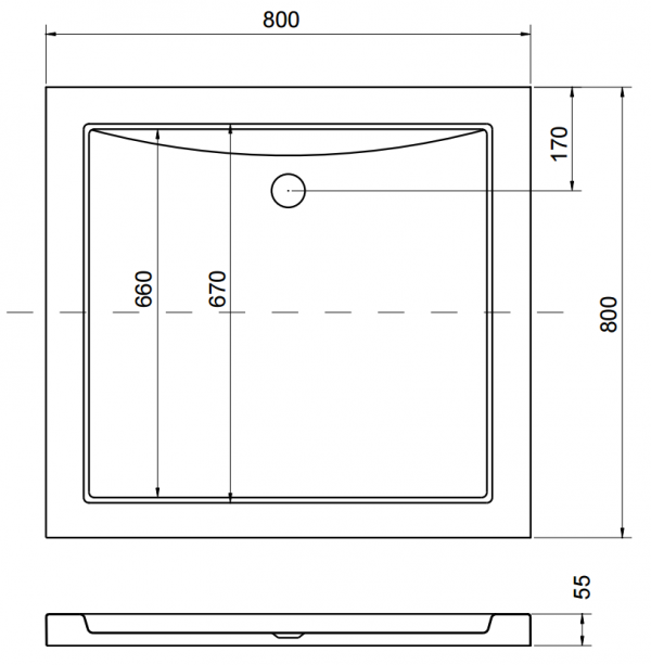 Brodzik kwadratowy Aquarius 80x80 Slimline, posadzkowy