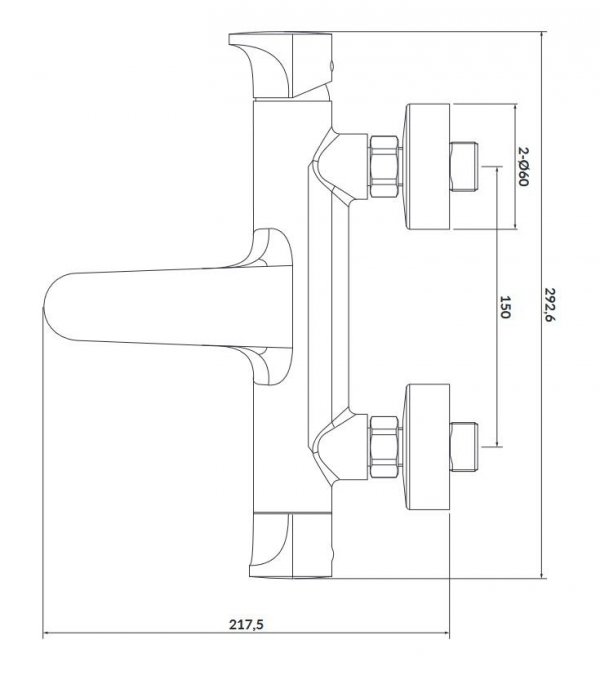 Bateria wannowa ścienna Inverto czarna dwa mieszacze  S951-314