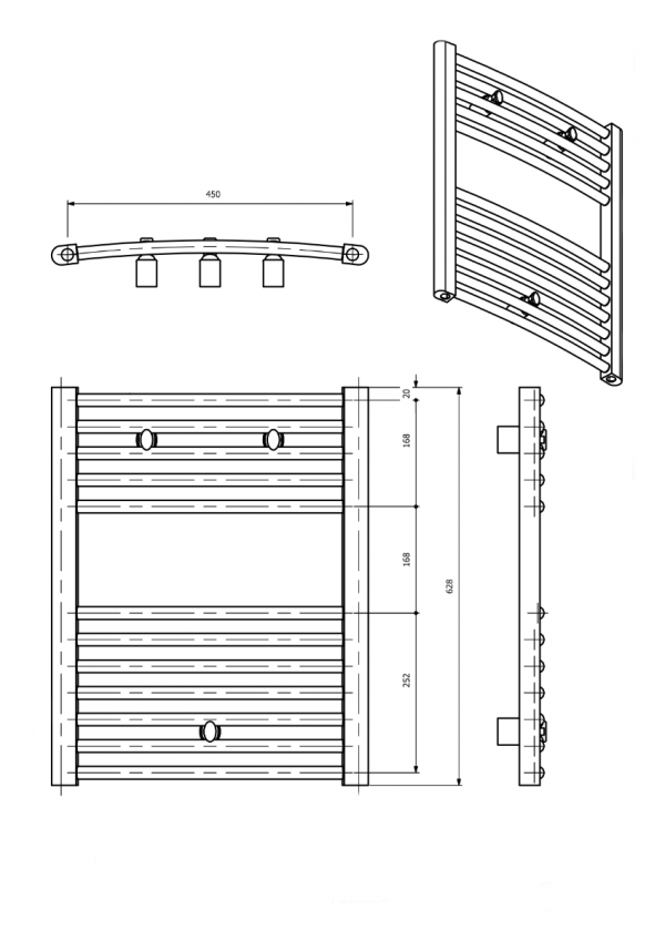 GRZEJNIK ŁAZIENKOWY drabinkowy stalowy LUXRAD TOP-1 63x50 drabinka czarny