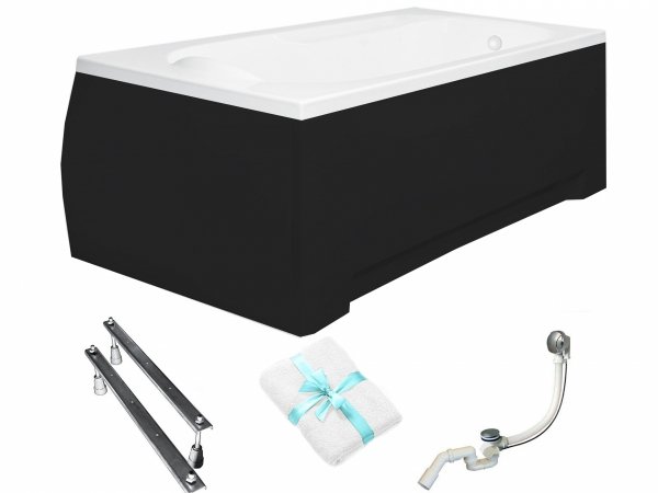BESCO Wanna 180x80 Bona z czarną obudową + Syfon