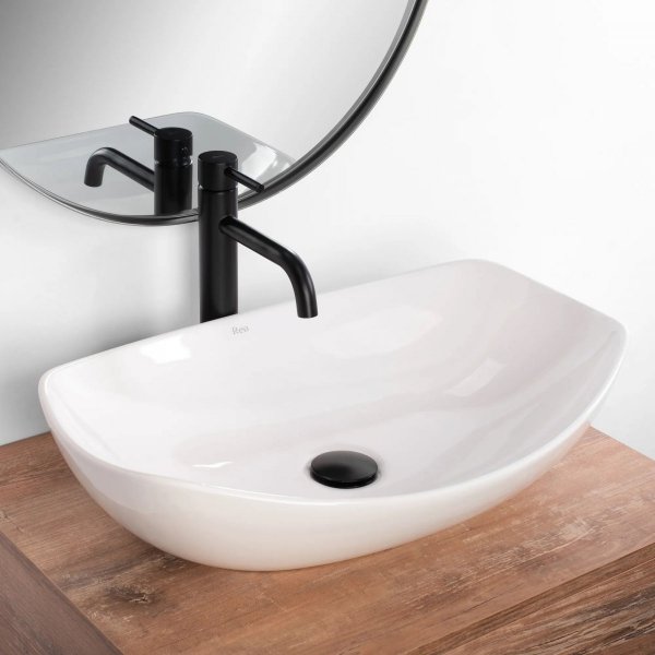 Umywalka ceramiczna nablatowa REA TANGO WHITE biała