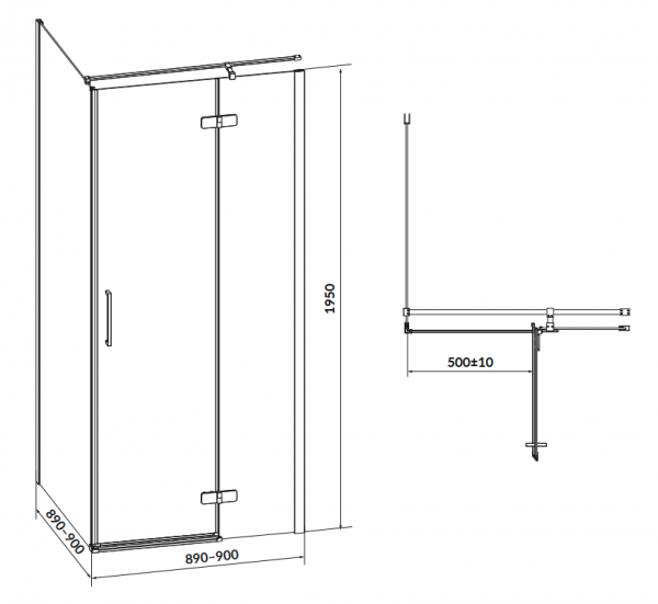 Kabina prysznicowa JOTA Prawa 90x90x195cm profil czarny S160-004