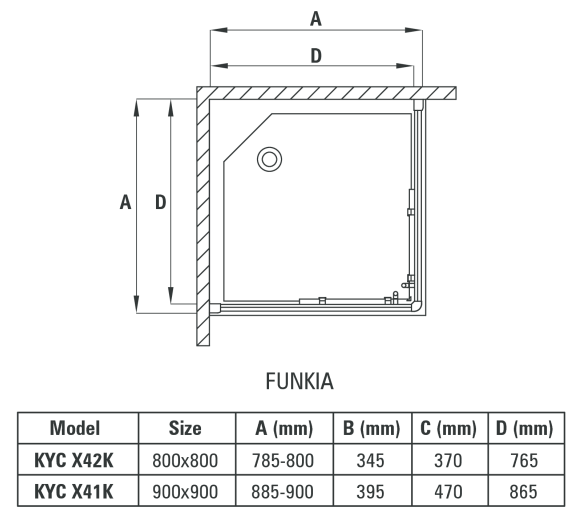 Kabina natryskowa kwadratowa Funkia 80x80 cm KYC_042K