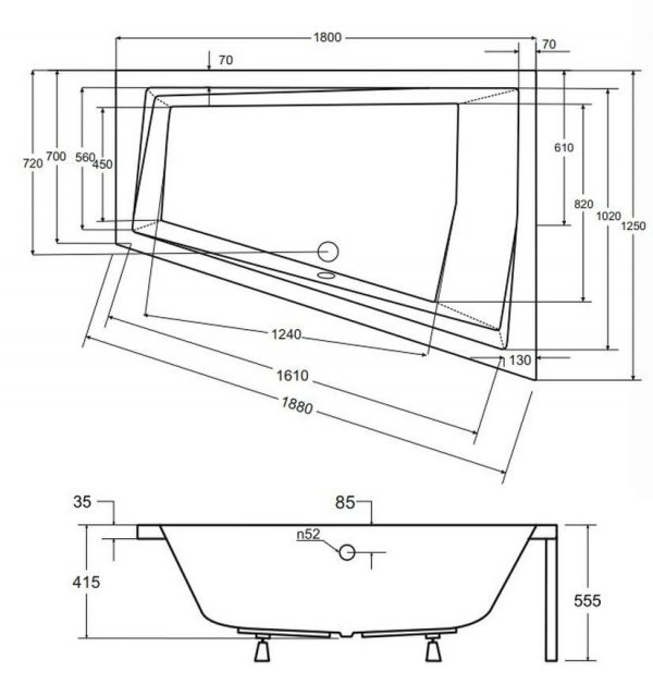 BESCO Wanna 180x125 Intima Duo Prawa + Syfon