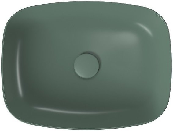 Umywalka ceramiczna nablatowa Larga prostokątna 50x38 cm zielony mat + korek