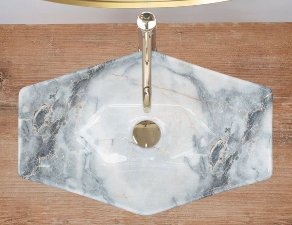 Umywalka ceramiczna nablatowa REA VEGAS GRANIT SHINY imitacja marmuru