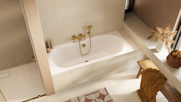 Wanna prostokątna EXCELLENT OCEANA SLIM 180x80 cm biały mat + nogi + syfon chrom