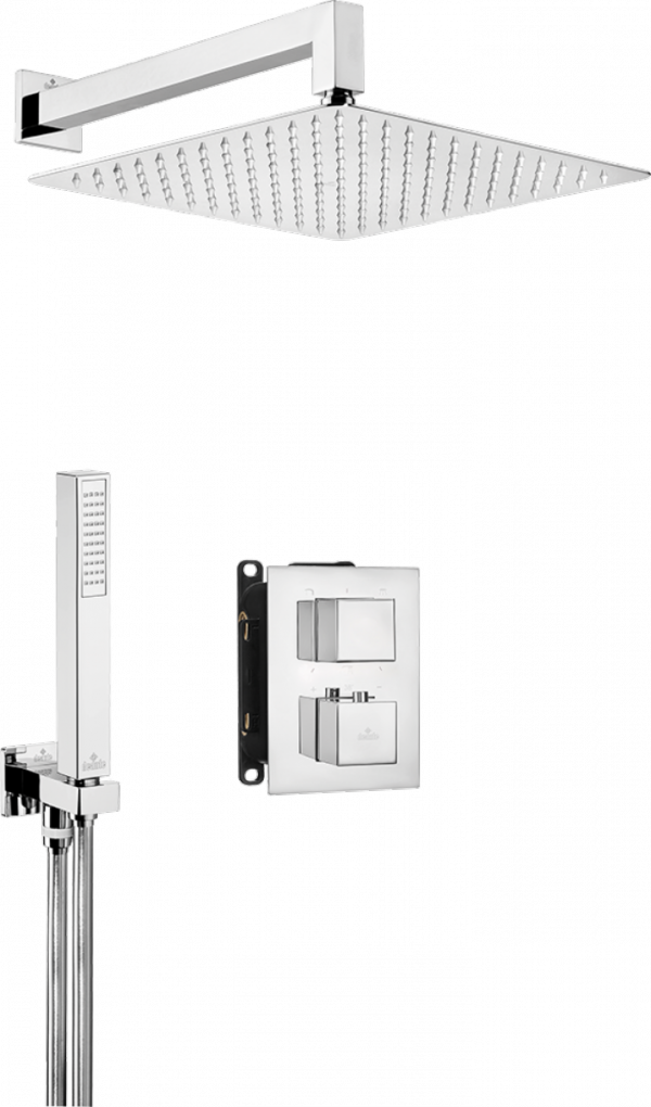 Komplet podtynkowy prysznicowy z BOXEM termostatyczny kwadratowy chrom BXYZ0EAT