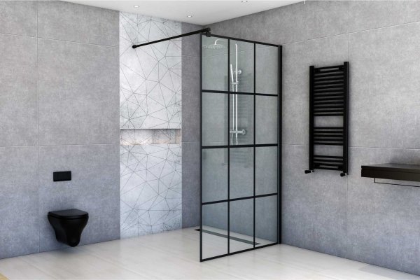 Ścianka prysznicowa 90x200 cm Nero Loft czarny mat