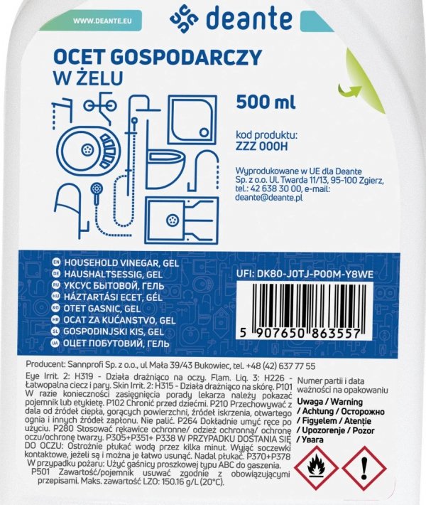 OCET GOSPODARCZY 14% w żelu DEANTE 500 ml