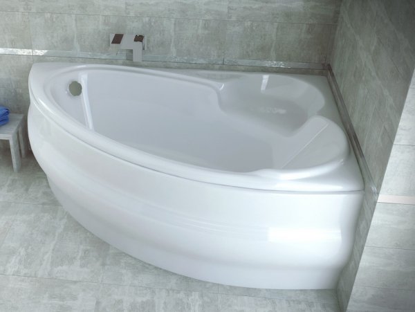 BESCO Wanna narożna Finezja Nova prawa 170x110 z białą obudową + syfon