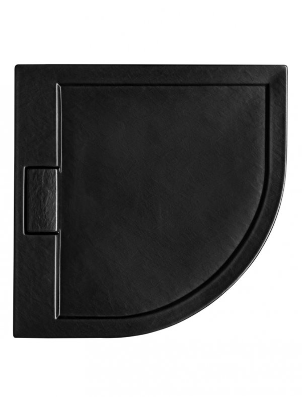 BESCO Brodzik półokrągły Axim Ultraslim czarny 90x90 + syfon