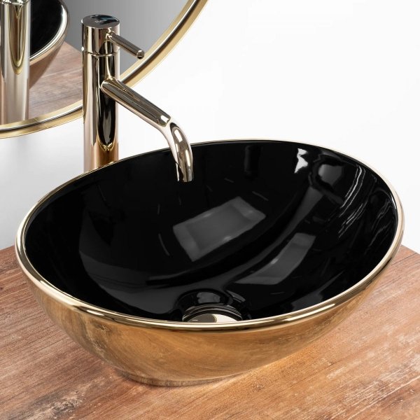 Umywalka ceramiczna nablatowa Sofia Black Gold 