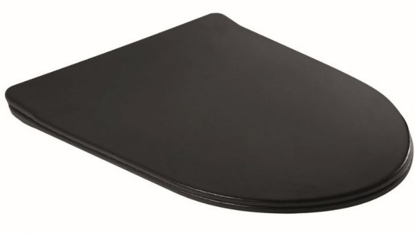 Stelaż WC + Przycisk M575+ Miska WC wisząca bez kołnierza DELOS BLACK + deska duroplast wolnoopadająca SLIM