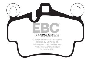 Klocki hamulcowe EBC YELLOWSTUFF tył PORSCHE 911 (997) (Cast Iron Disc Only) 3.8 Carrera S 2008-2012