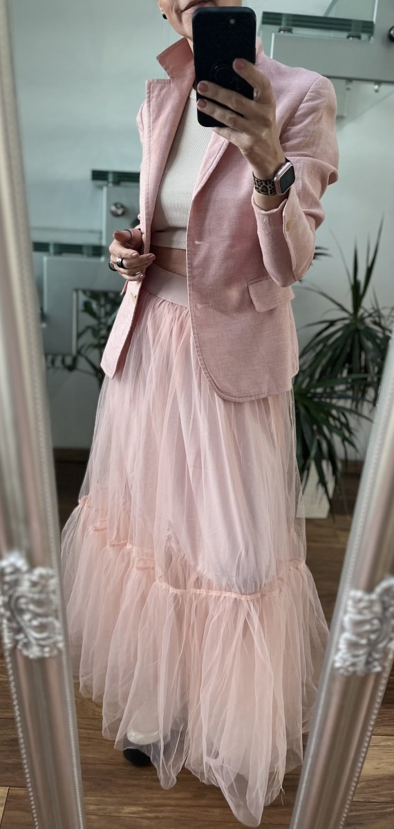 Długa Spódnica Maxi Pink Tiul Warstwy 