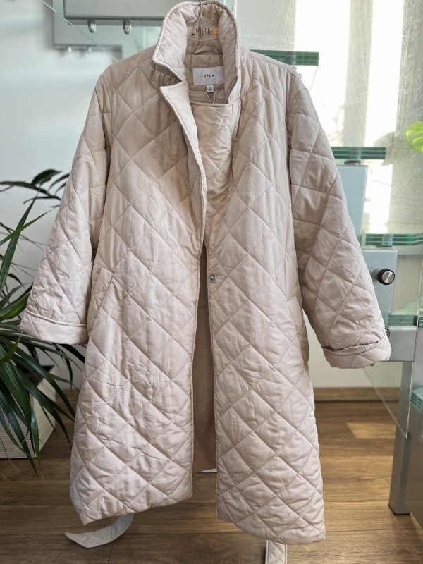 Beżowy płaszcz Vila Beige Coat oversize