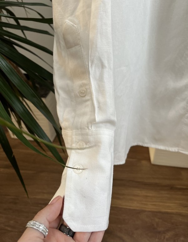 Swobodna Biała Lekka Koszula Len Bershka Oversize