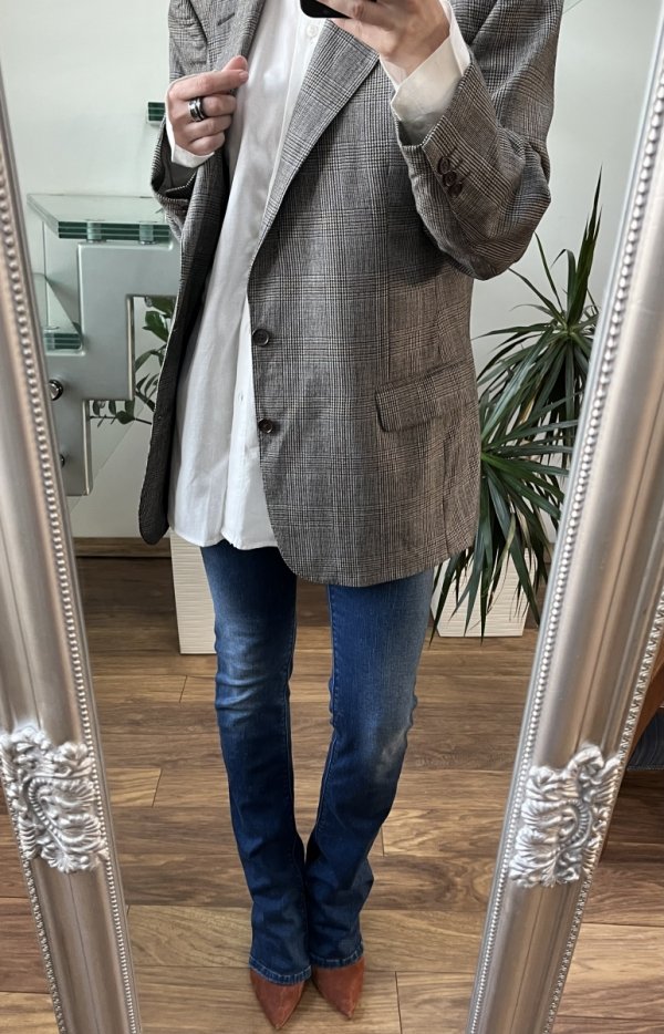 Marynarka Blazer PureNewWool Krata Vintage Grey
