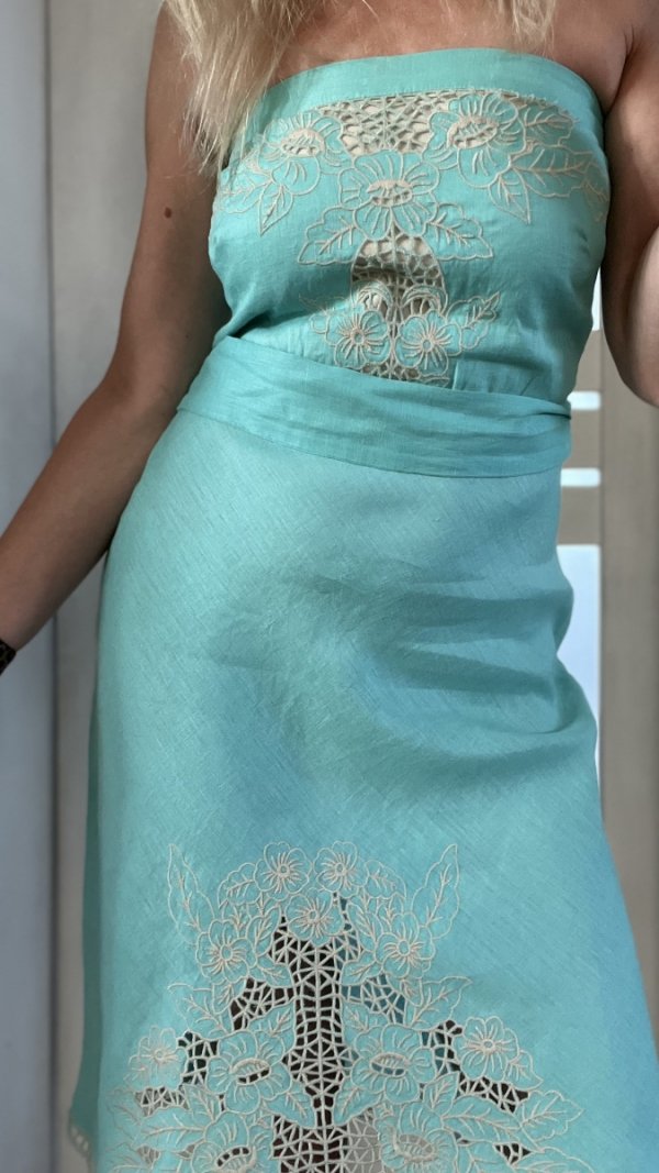 Letnia Sukienka  Warehouse Len Blue
