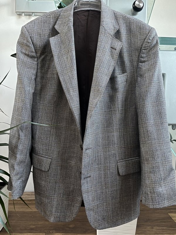 Marynarka Blazer PureNewWool Krata Vintage Grey