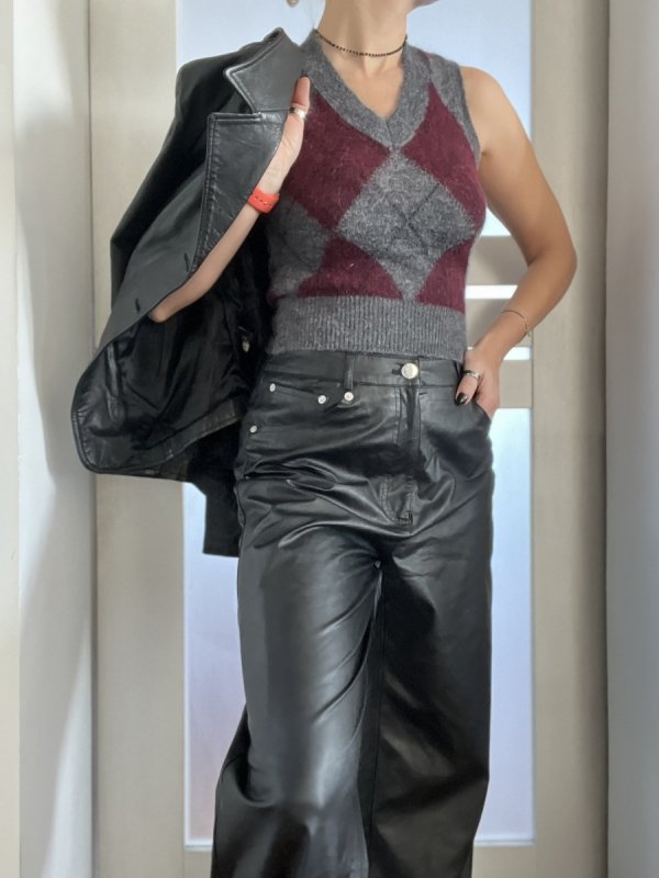 Wełniana kamizelka Zara romby grey 