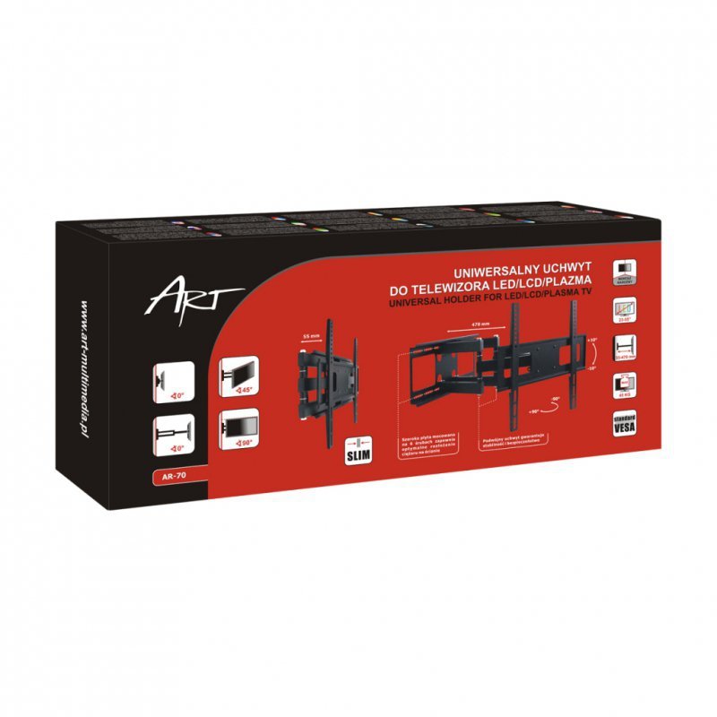 UCHWYT DO TV LED/LCD AR-70 ART 23-55&quot; 45KG reg. pion/poziom 47cm