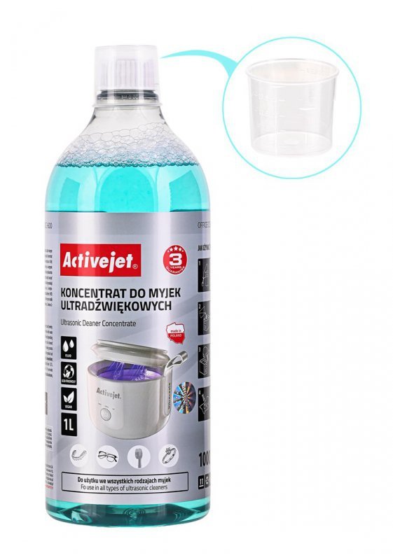 Activejet AOC-600 Płyn (koncentrat) czyszczący. Przeznaczenie: Myjka ultradźwiękowa UV. 1 Litr