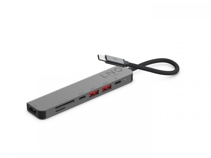 LINQ HUB USB-C 7IN1 PRO C MULTIPORT (HDMI 4K/60HZ, USB-C PD100 W DO ZASILANIA, USB-C 3.2, 2X USB-A 3.2, SLOT TF/MICROSD, SD)