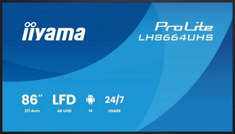 IIYAMA Monitor 86 cali LH8664UHS-B3AG 24/7,IPS,ANDROID 14,4K,2xHDMI,RJ45,    2xUSB,WiF,iUSB-C(DP-Alt),2x16W, iiSignage? (CMS), i