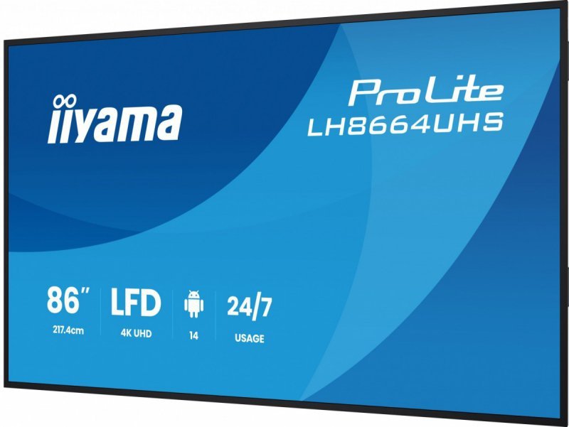 IIYAMA Monitor 86 cali LH8664UHS-B3AG 24/7,IPS,ANDROID 14,4K,2xHDMI,RJ45,    2xUSB,WiF,iUSB-C(DP-Alt),2x16W, iiSignage? (CMS), i