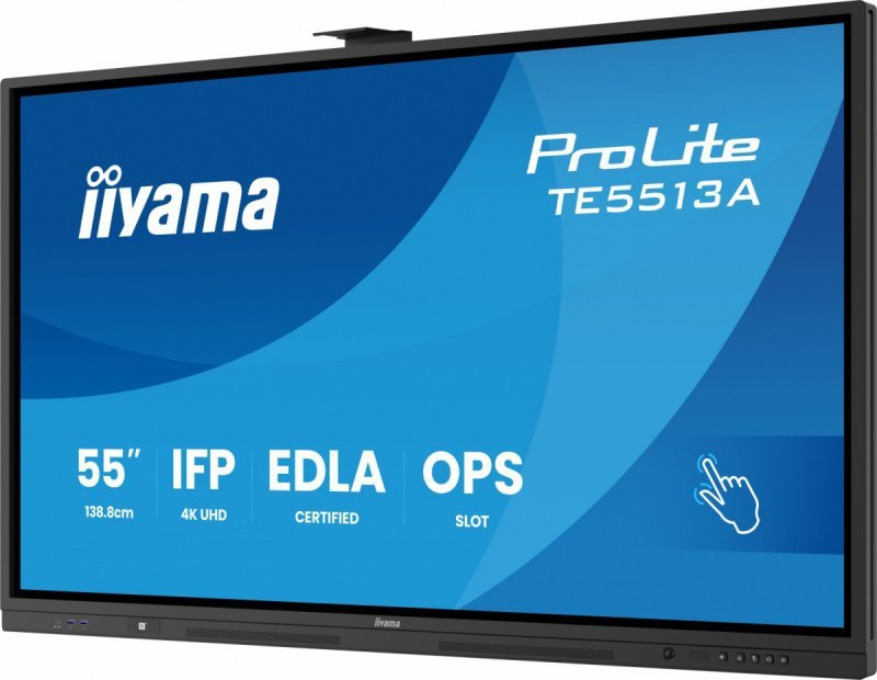 IIYAMA Monitor interaktywny 55 cali TE5513A-B2AG INFRARED,40pkt,IPS,4K,7H,500cd/m2,      WiFi,USB, ANDROID 14, Google EDLA,2x20W