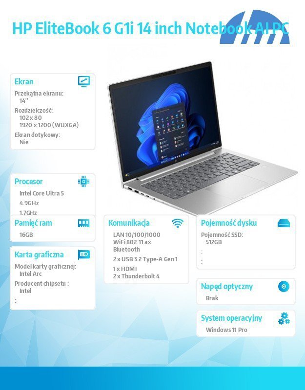 HP Inc. Notebook EliteBook 6i U5-225H 512GB/16GB/W11P/14.0   C51N6ET