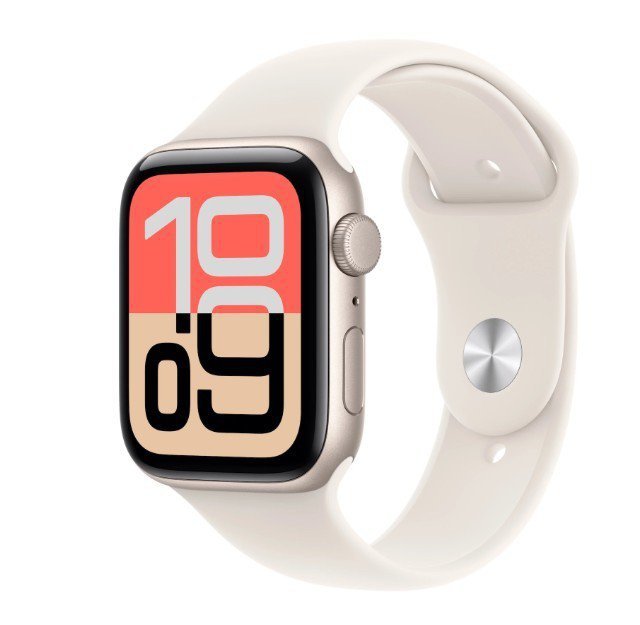 Apple Watch SE 3 GPS+Cellular koperta 44 mm z aluminium w kolorze księżycowej poświaty, pasek sportowy w kolorze księżycowej poś