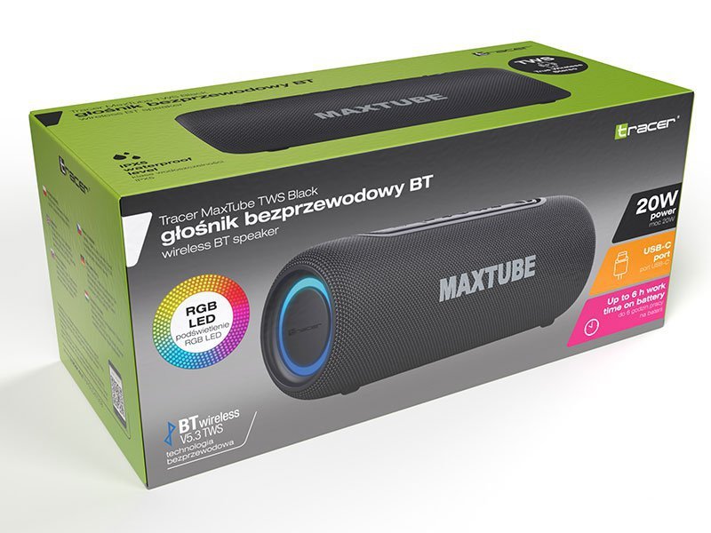 Głośniki TRACER MaxTube TWS BLUETOOTH BLACK