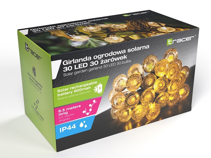 Girlanda ogrodowa TRACER solarna 30 LED 30 żarówek